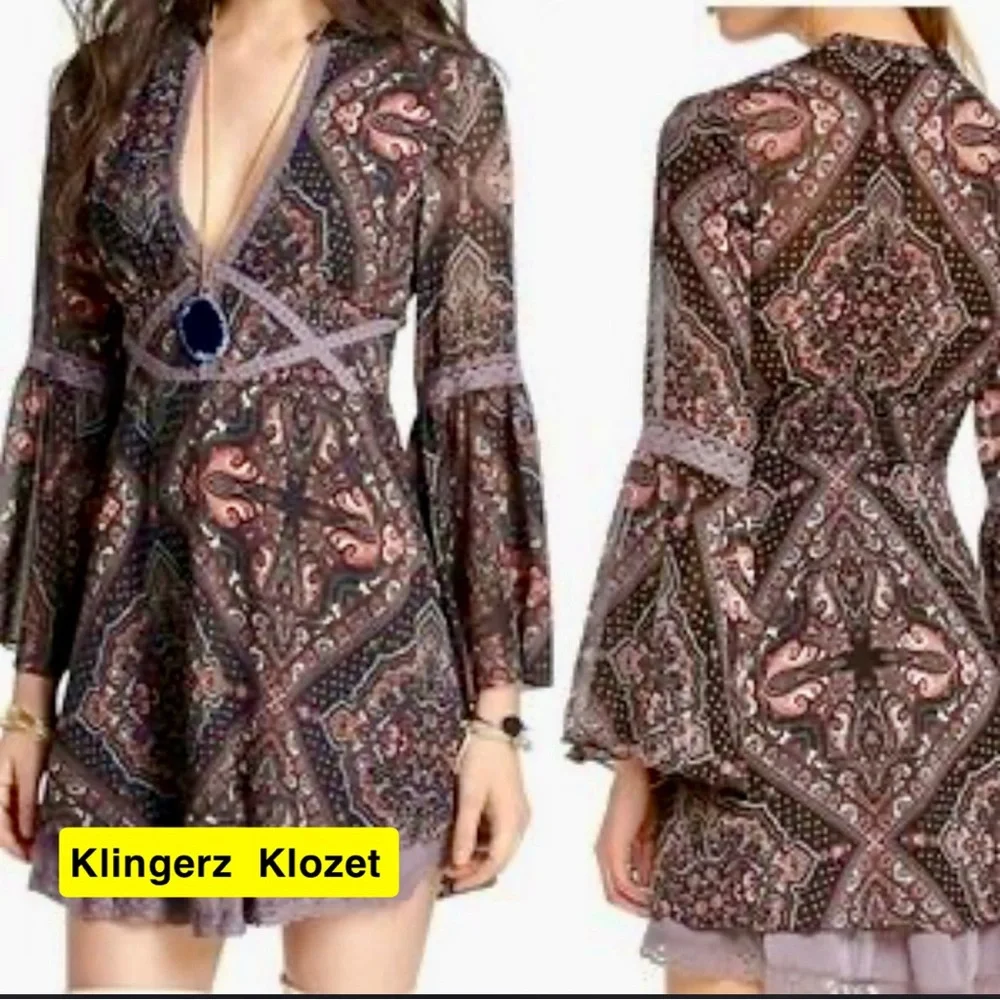 Free people moon light bay womens Bohemian Paisley mini Dress